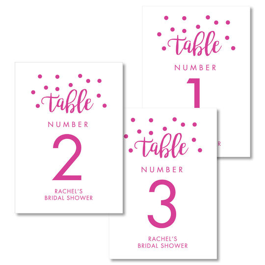 Confetti Dots Table Number Cards